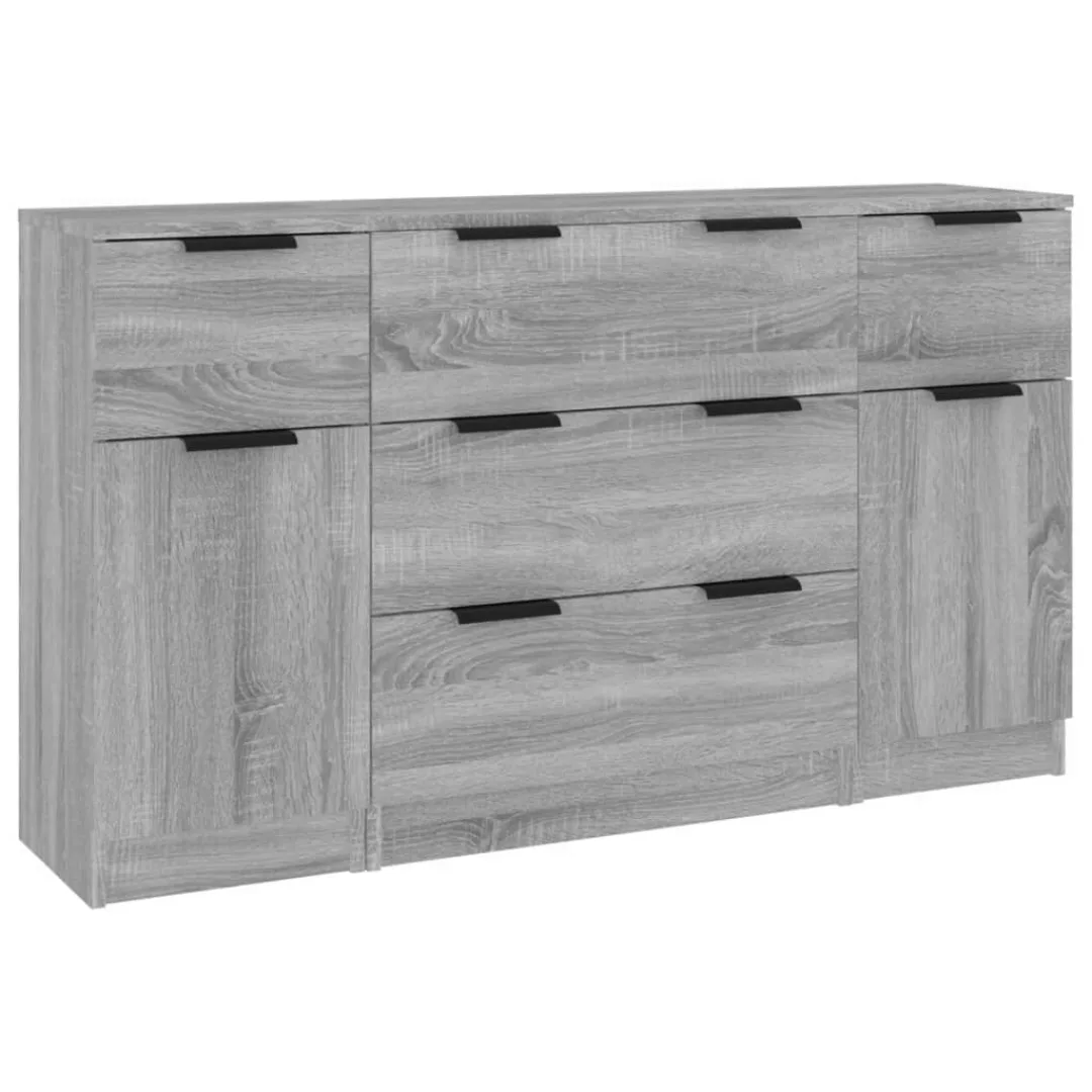 Vidaxl 3-tlg. Sideboard-set Grau Sonoma Holzwerkstoff günstig online kaufen