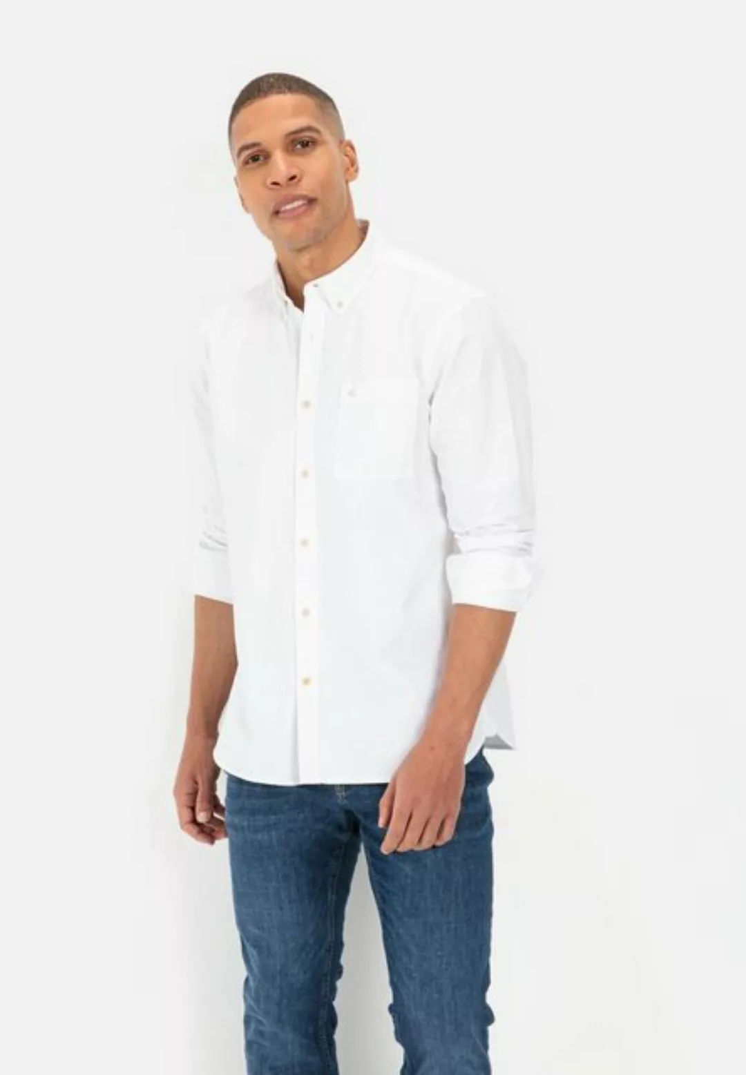 camel active Langarmhemd aus nachhaltigem Organic Cotton Button-Down günstig online kaufen