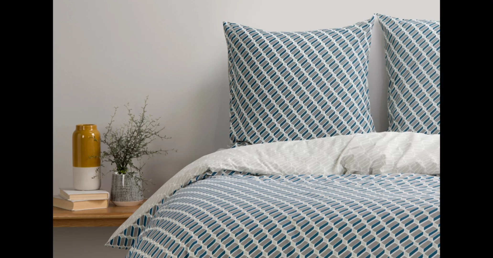 Prism Bettwaescheset (155 x 220 cm) aus 100 % Baumwolle, Blaugruen und Grau günstig online kaufen