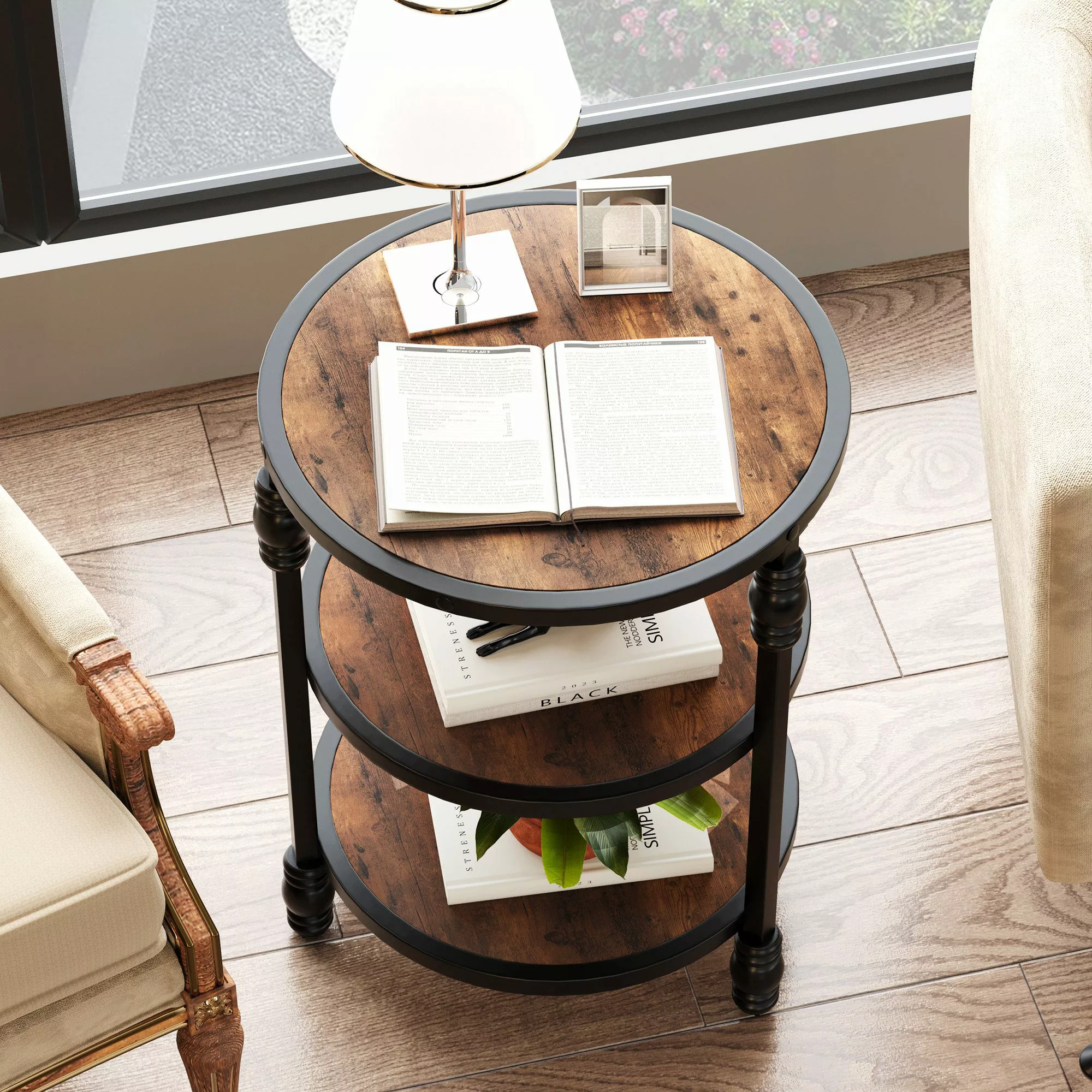 GarveeMore Beistelltisch Rund Holz,Couchtisch mit 3 günstig online kaufen