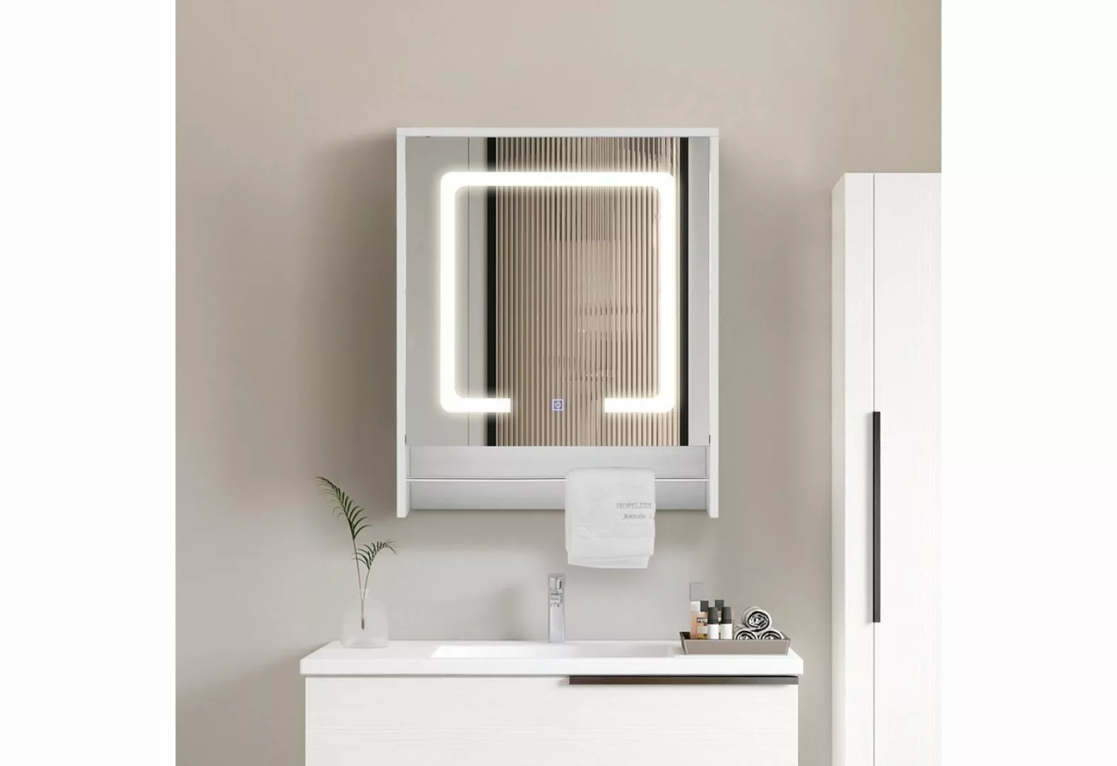 CLIPOP Badezimmerspiegelschrank Badeschrank mit LED Wandspiegel mit Touchsc günstig online kaufen