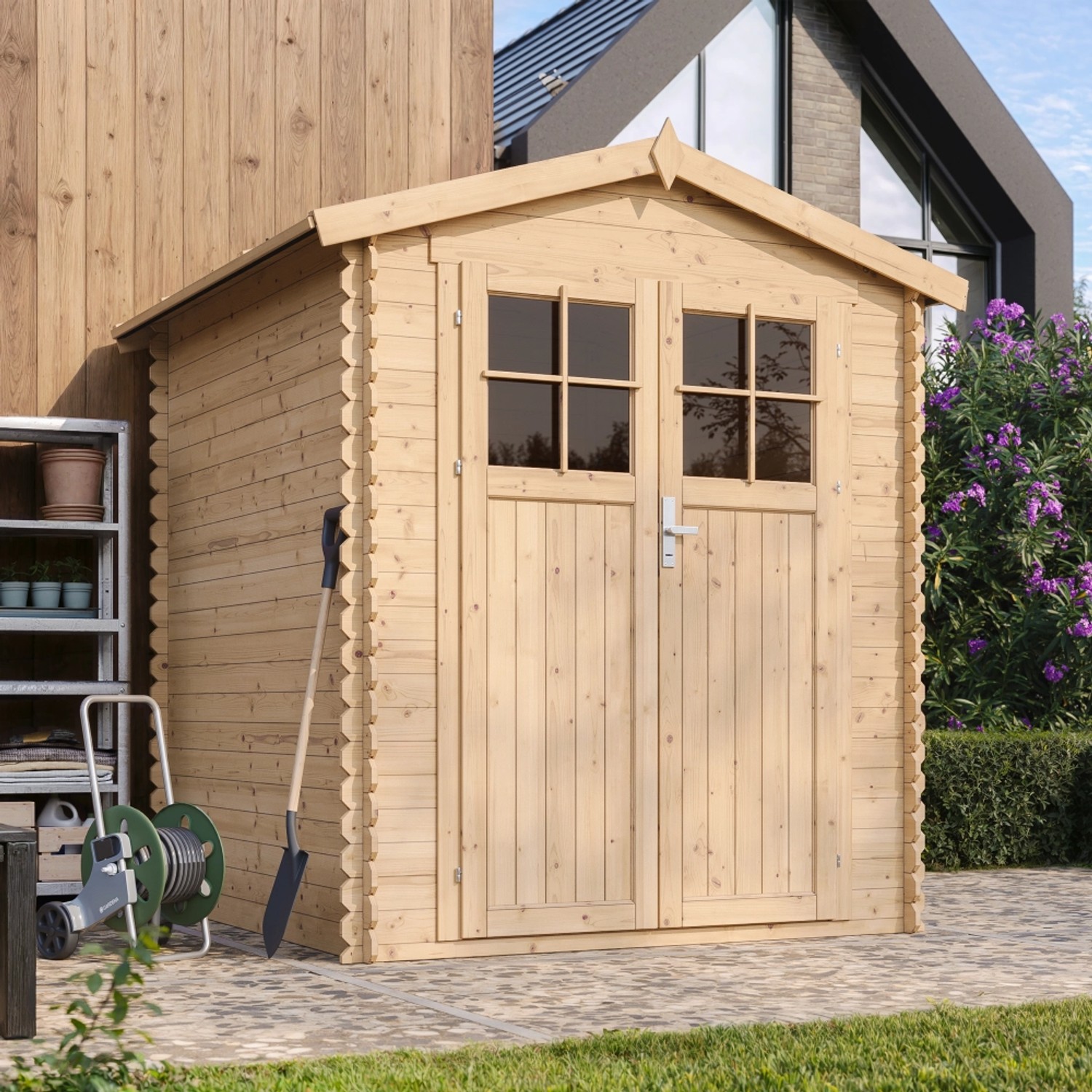Timbela Holz-Gartenhaus M320F Beige Braun 2,82 m² FSC® günstig online kaufen