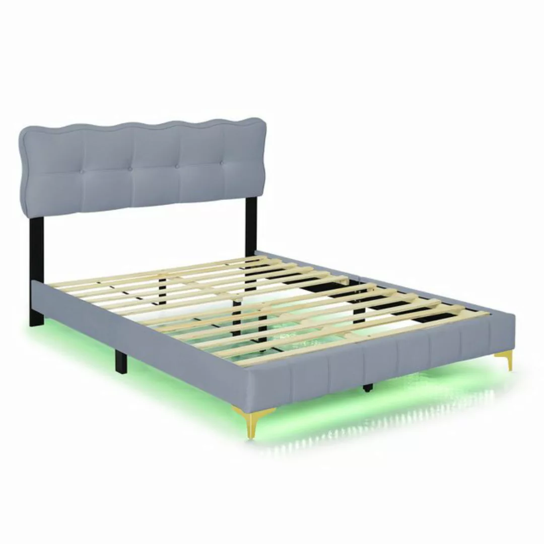 IDEASY Polsterbett Doppelbett, Plattformbett, 140 x 200 cm, (LED-Leuchten ( günstig online kaufen