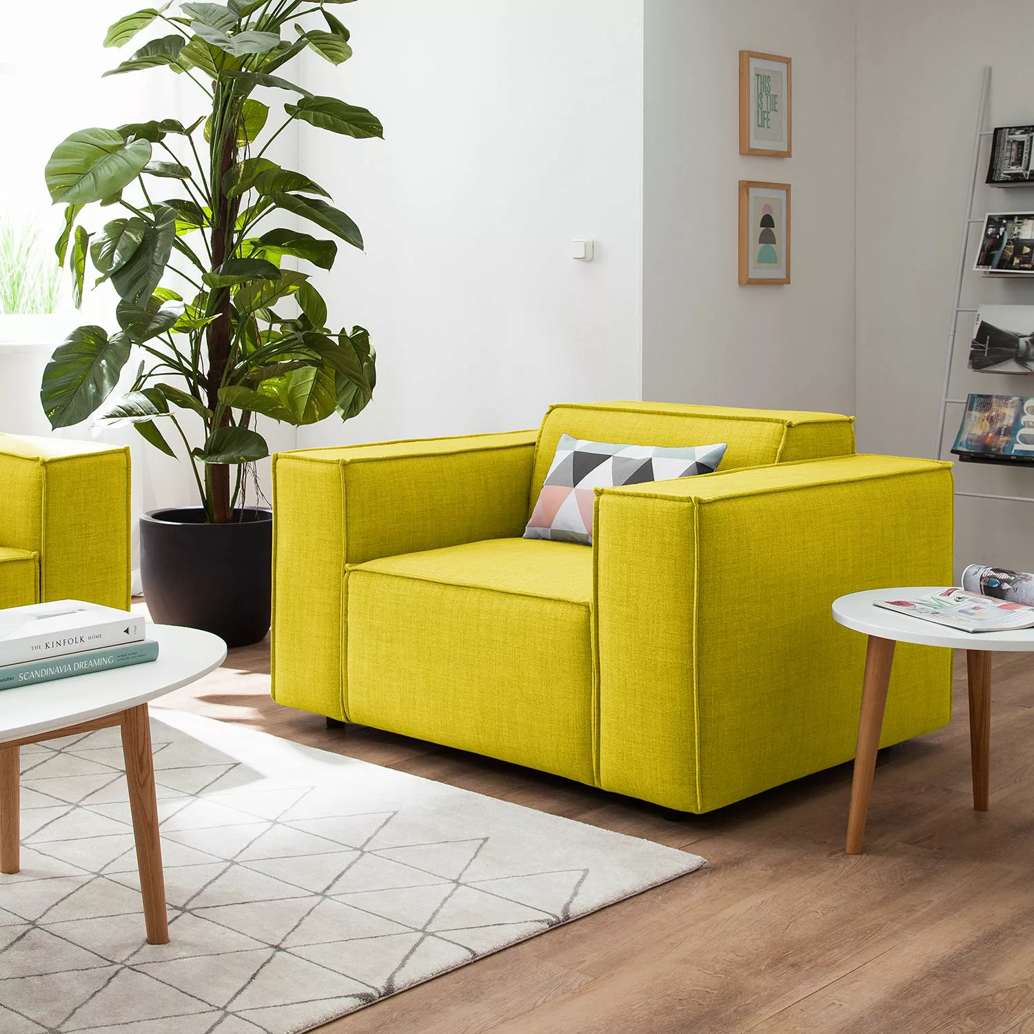 home24 Sessel Kinx Gelb Webstoff 120x72x96 cm (BxHxT) günstig online kaufen