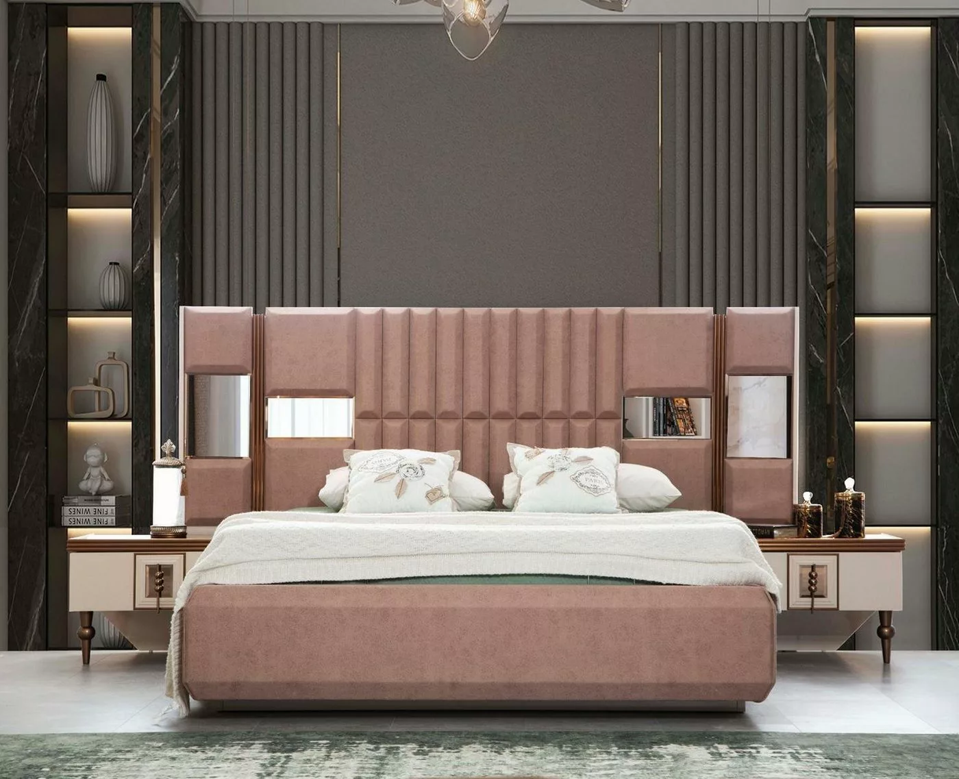 JVmoebel Bett Luxus Bett Italienische Möbel Neuartiges Material Holz Braun günstig online kaufen
