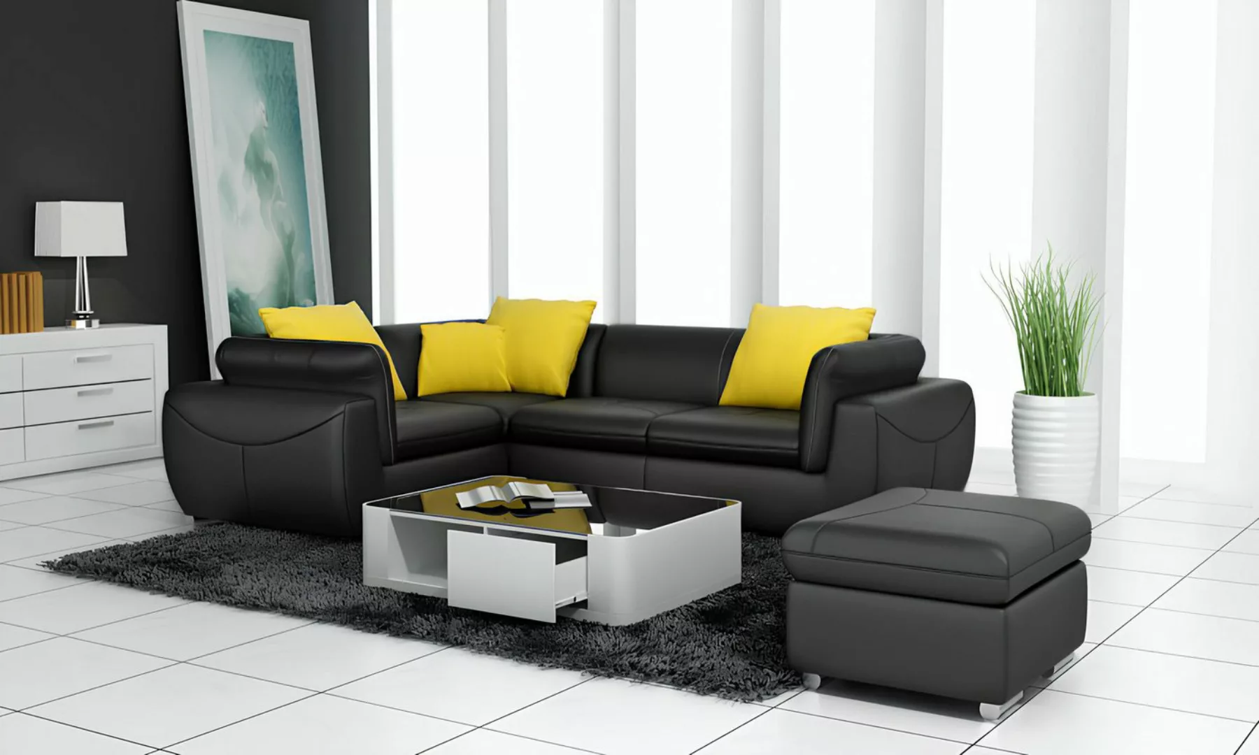 Xlmoebel Sofa Modernes Ecksofa aus Leder in zeitgemäßem Design - Eckcouch, günstig online kaufen