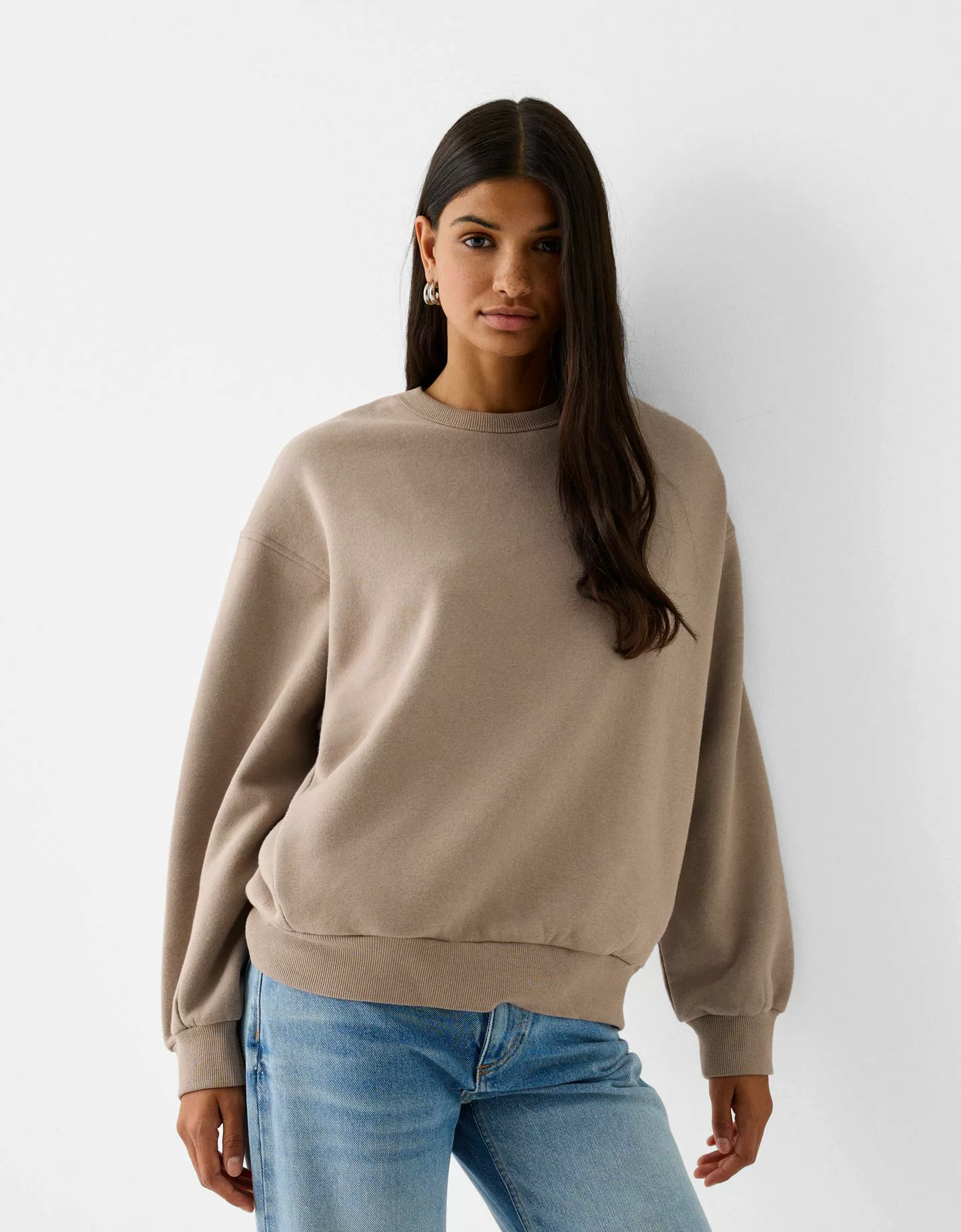 Bershka Oversize-Sweatshirt Mit Seitentaschen Damen Xs Sandfarbe günstig online kaufen