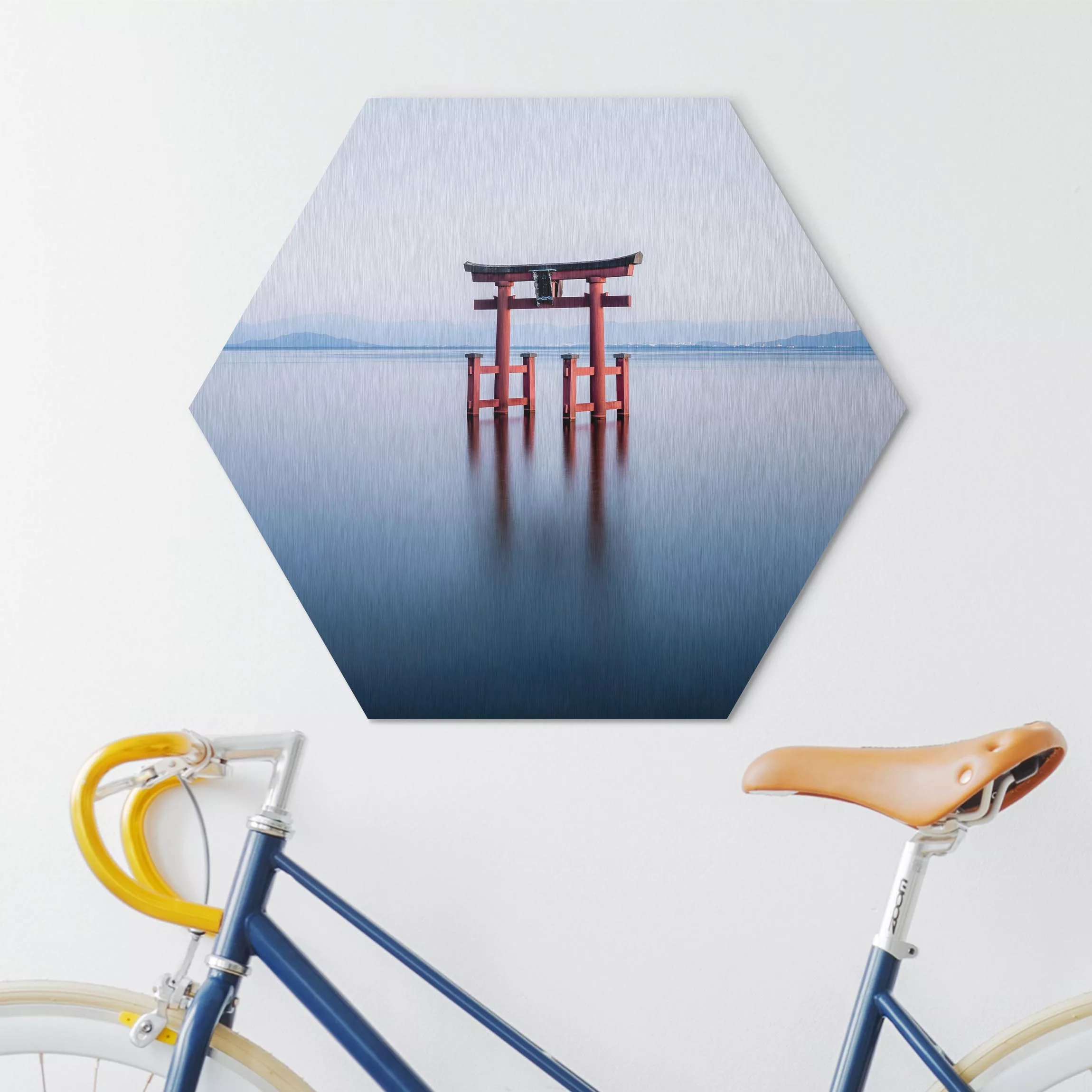 Hexagon-Alu-Dibond Bild Torii im Wasser günstig online kaufen