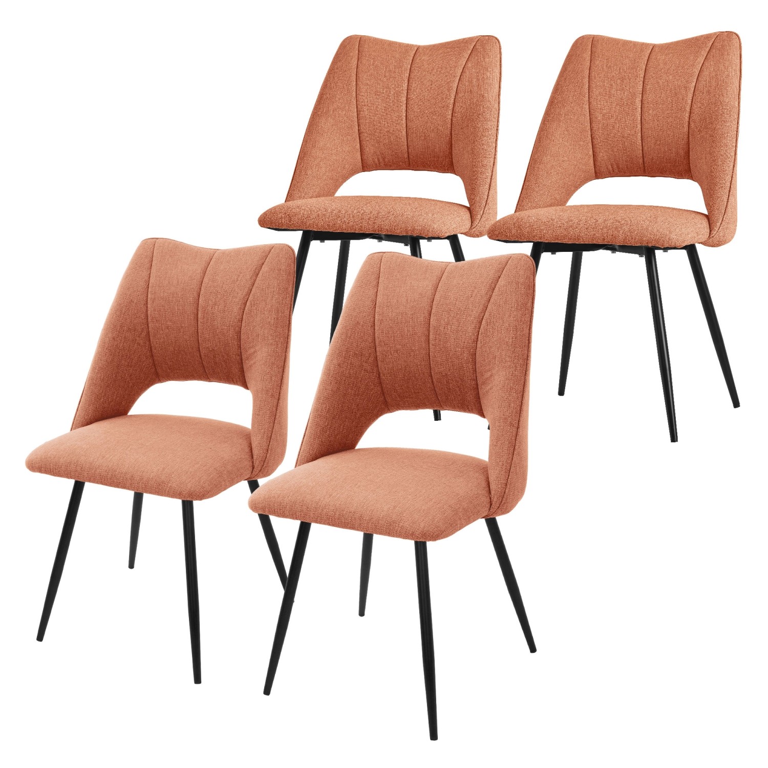 ML-Design Esszimmerstühle 4Er Set Orange aus Stoffbezug mit Rückenlehne günstig online kaufen