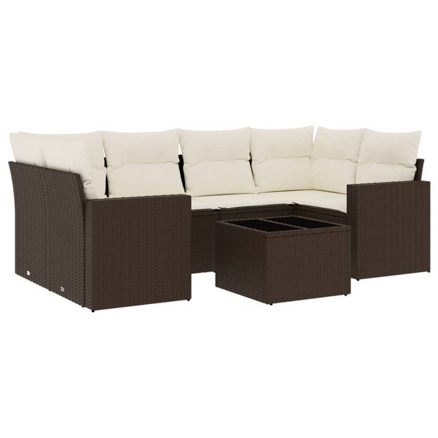 vidaXL Sofaelement 7-tlg. Garten-Sofagarnitur mit Kissen Braun Poly Rattan günstig online kaufen