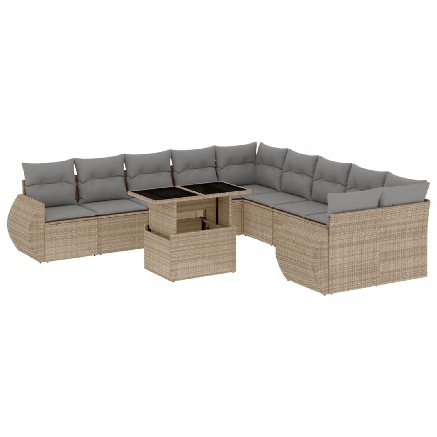 vidaXL 11-Tlg Garten-Sofagarnitur mit Kissen Beige Poly Rattan 3268799 günstig online kaufen