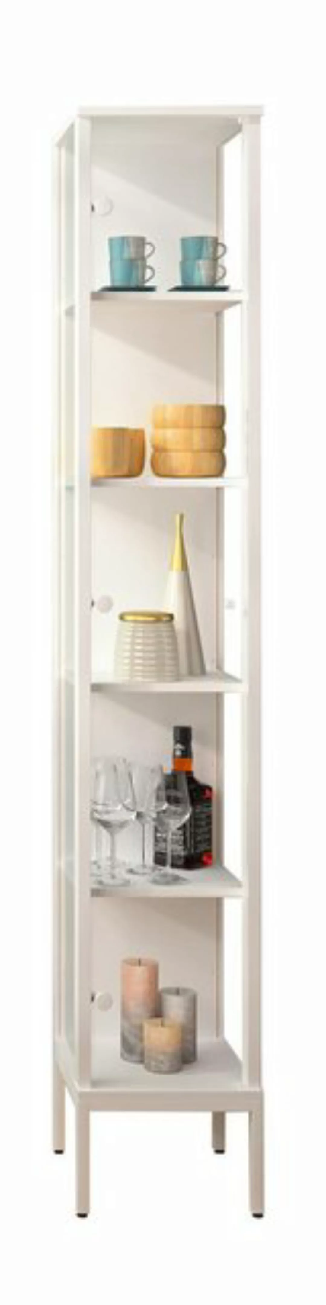 freiraum Vitrine STEP 5 Fächer, 1 Tür, in Weiß - 31,5x187,6x32,7cm (BxHxT) günstig online kaufen