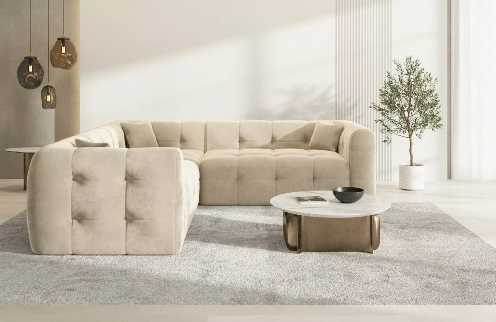 Sofa Dreams Ecksofa Sofa Polsterstoff Eckcouch Samt Lounge Couch Sevilla L günstig online kaufen