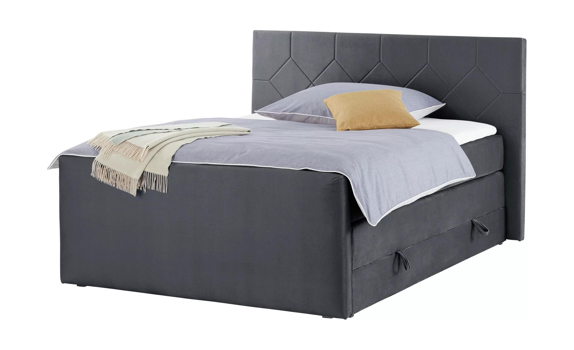 Boxspringbett  Norfolk ¦ grau ¦ Maße (cm): B: 180 H: 120 T: 222 Betten > Bo günstig online kaufen