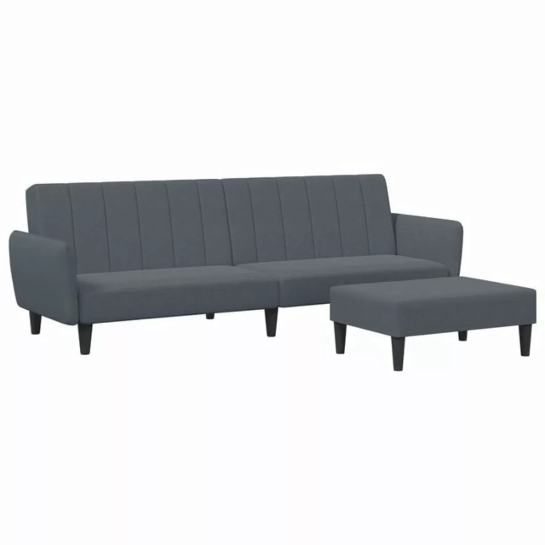 vidaXL Sofa Schlafsofa 2-Sitzer mit Fußhocker Stoff, Modell 4, Dunkelgrau günstig online kaufen