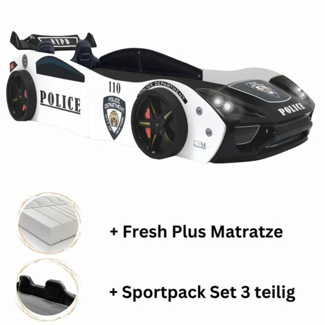 Aileenstore Autobett Police (inkl. Sportsitze, Lattenrost, Heckspoiler und günstig online kaufen