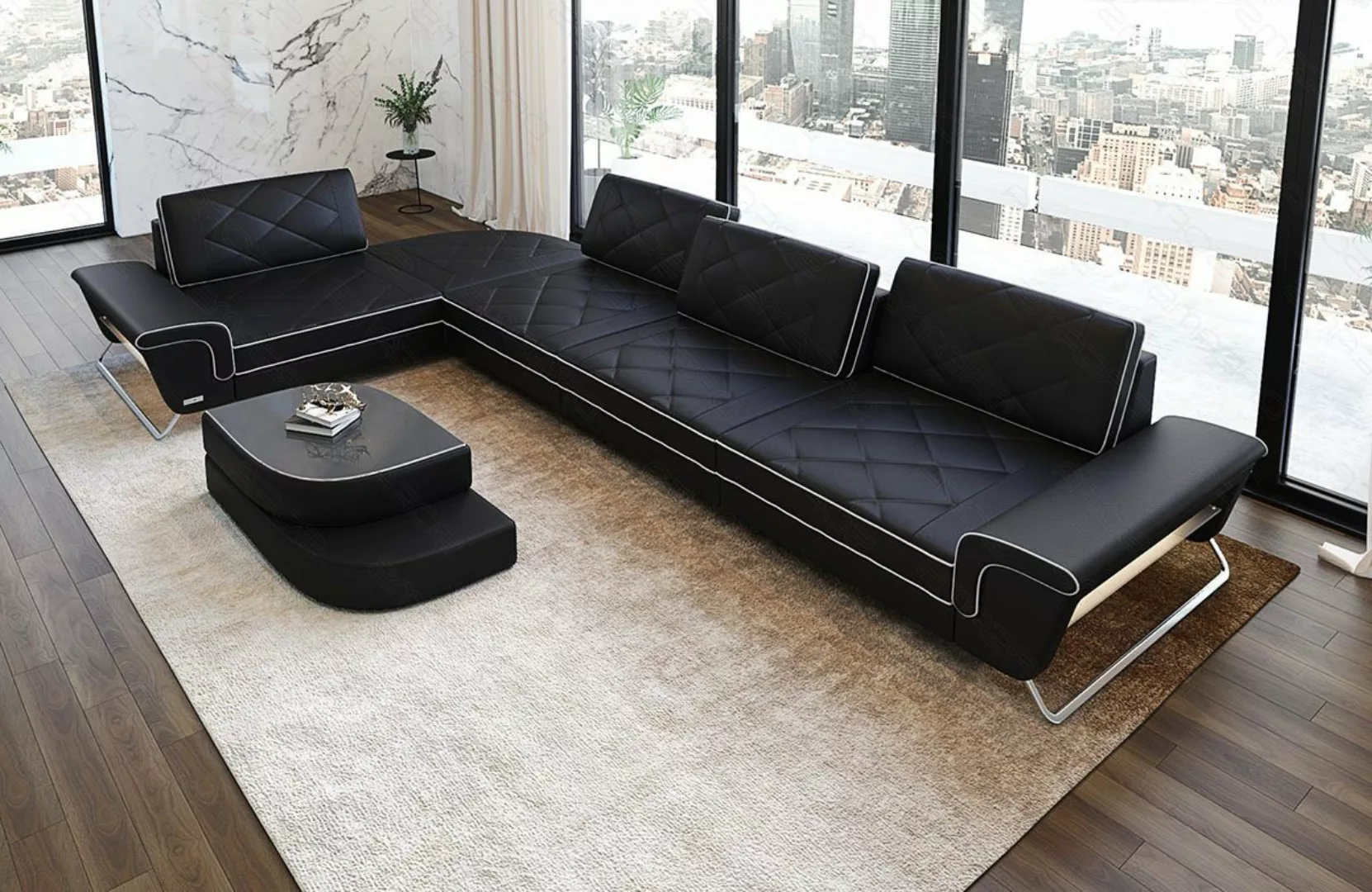 Sofa Dreams Ecksofa Leder Designer Eckcouch Rotello L Form Luxus Ledersofa, günstig online kaufen