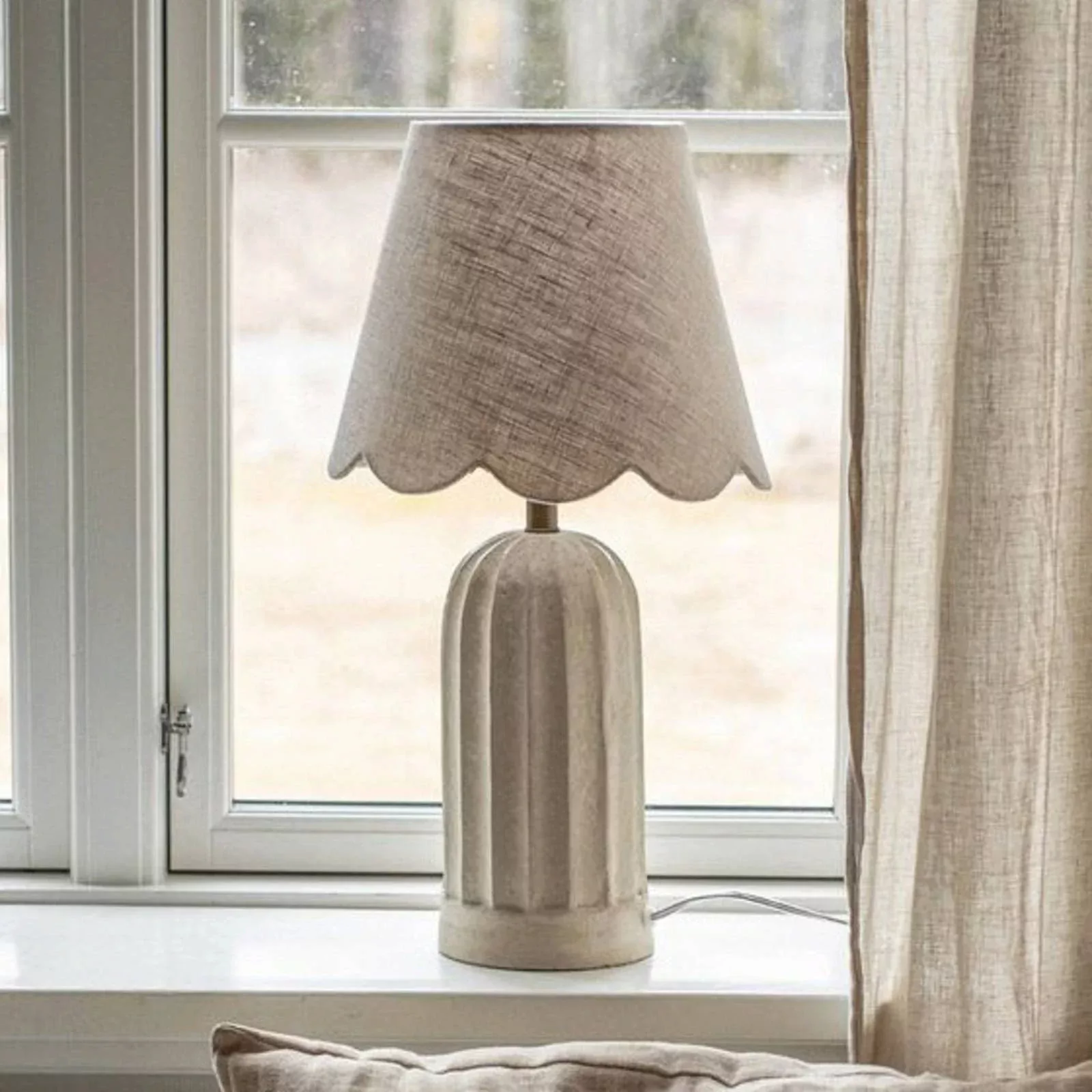 PR Home Tischlampe Haley, beige, Textil, Ecomix, Höhe 50 cm günstig online kaufen