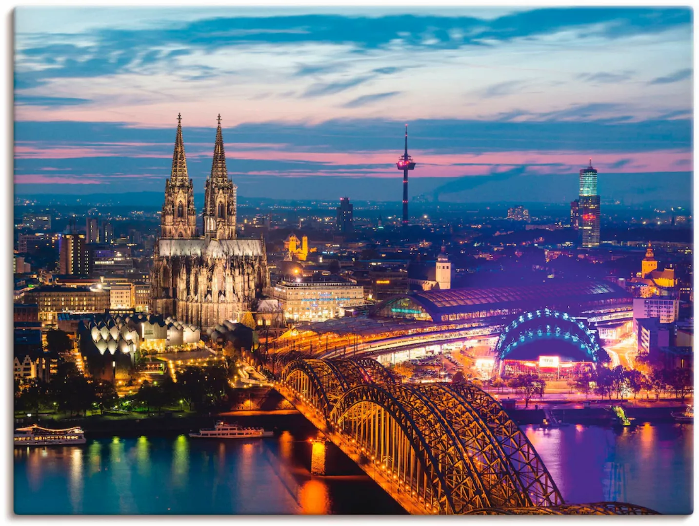 Artland Wandbild »Köln Panorama am Abend«, Deutschland, (1 St.), als Alubil günstig online kaufen