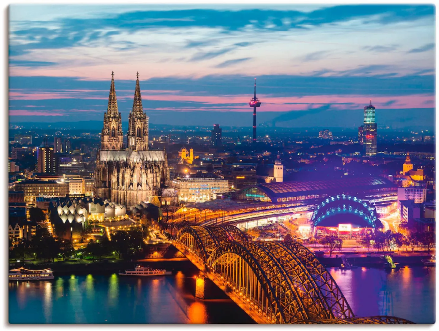 Artland Wandbild "Köln Panorama am Abend", Deutschland, (1 St.), als Alubil günstig online kaufen