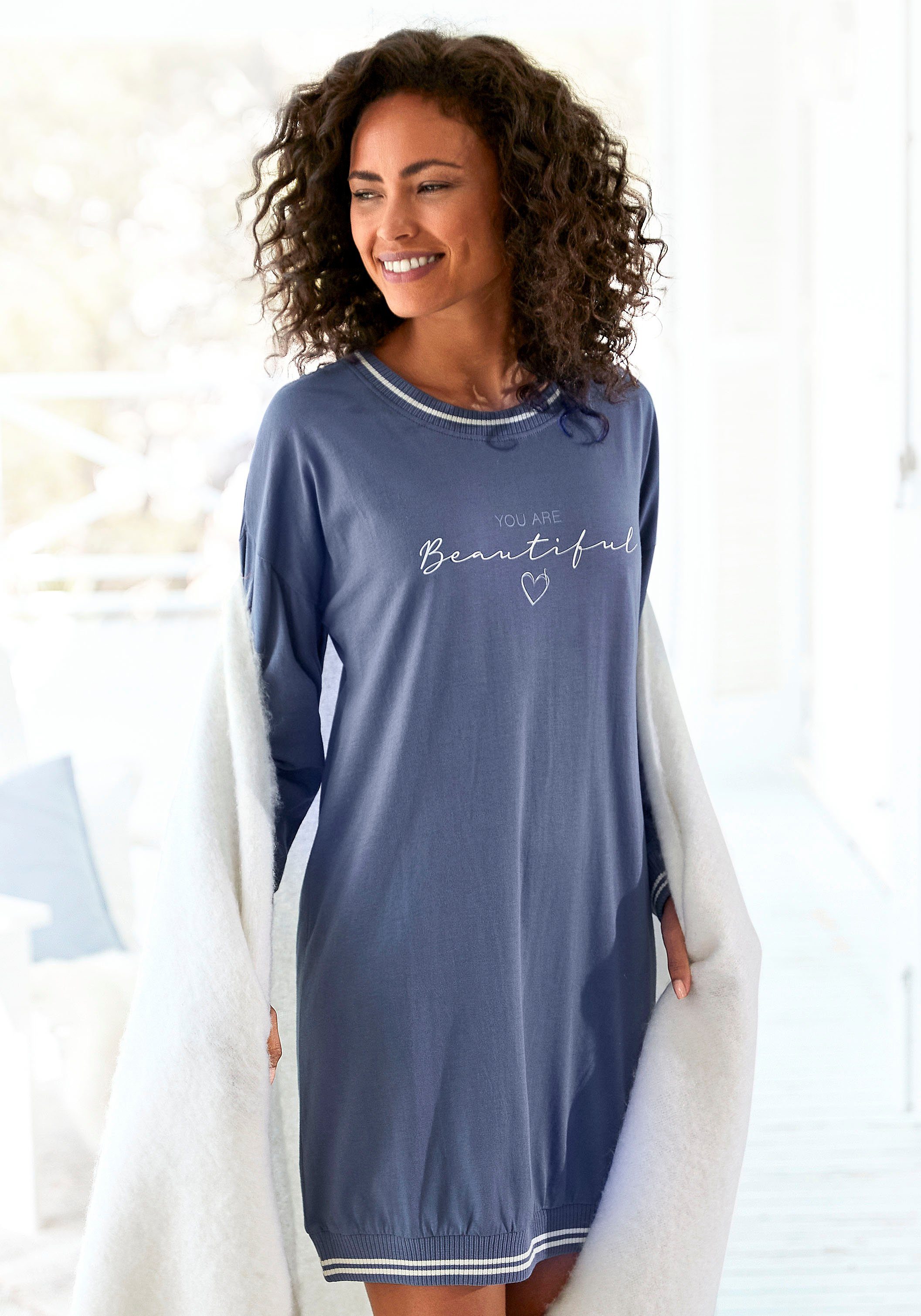 Vivance Dreams Nachthemd, mit Ripp-Abschlüssen günstig online kaufen