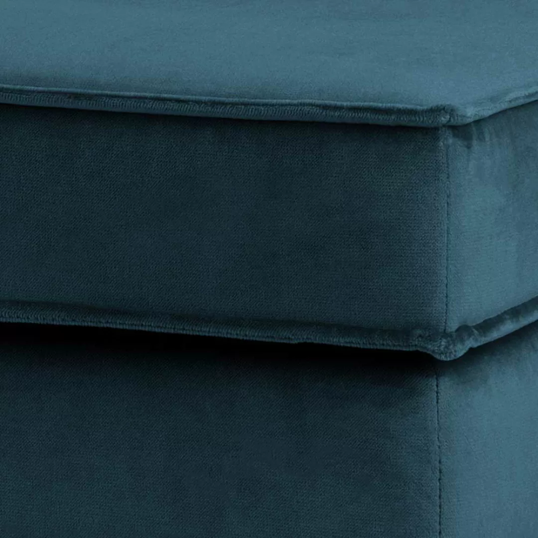 Retro Polsterhocker in Blau Samt 45 cm Sitzhöhe günstig online kaufen