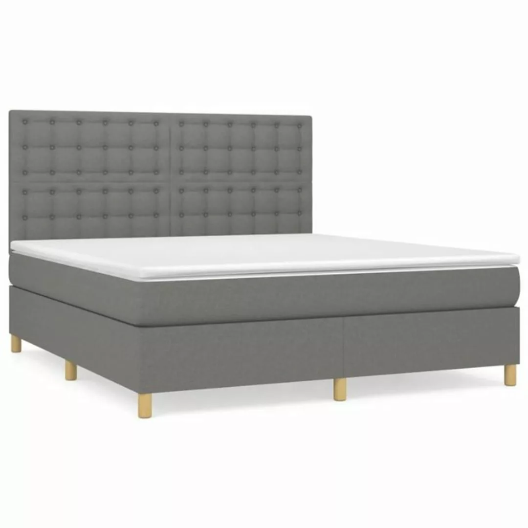 vidaXL Bettgestell Boxspringbett mit Matratze Dunkelgrau 180x200 cm Stoff B günstig online kaufen