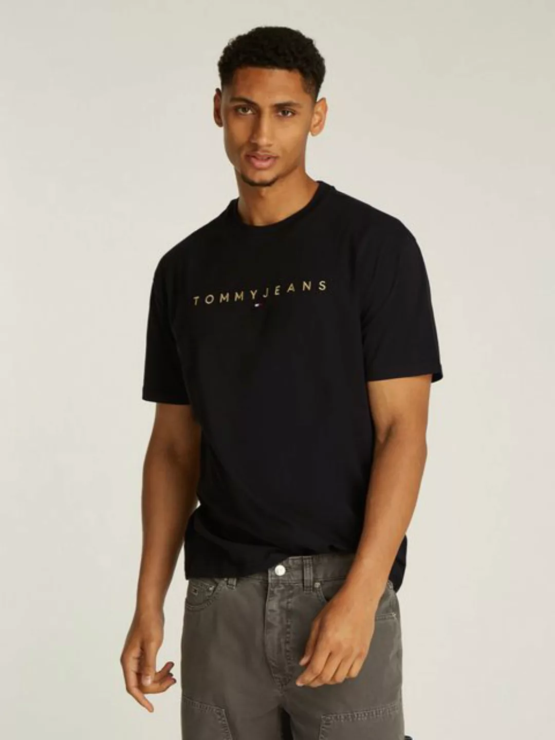 Tommy Jeans T-Shirt TJM REG GOLD LINEAR LOGO TEE EXT günstig online kaufen