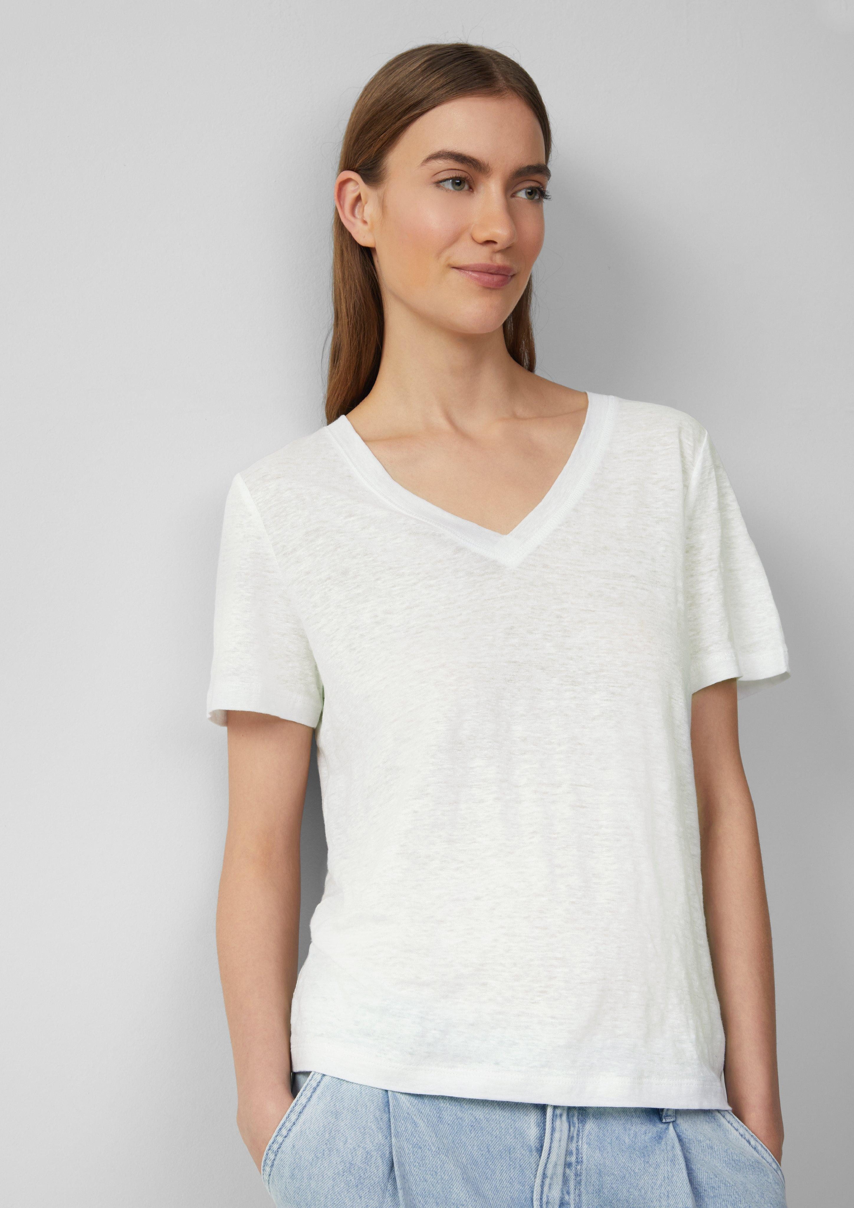 s.Oliver Kurzarmshirt Leichtes T-Shirt aus Leinen günstig online kaufen