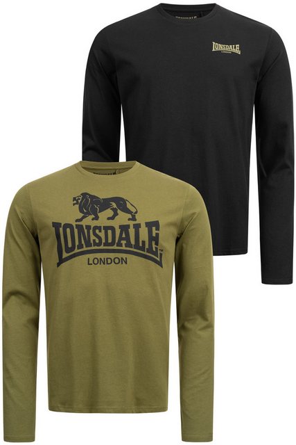 Lonsdale Langarmshirt Herren Langarmshirt normale Passform Doppelpack AYRSH günstig online kaufen