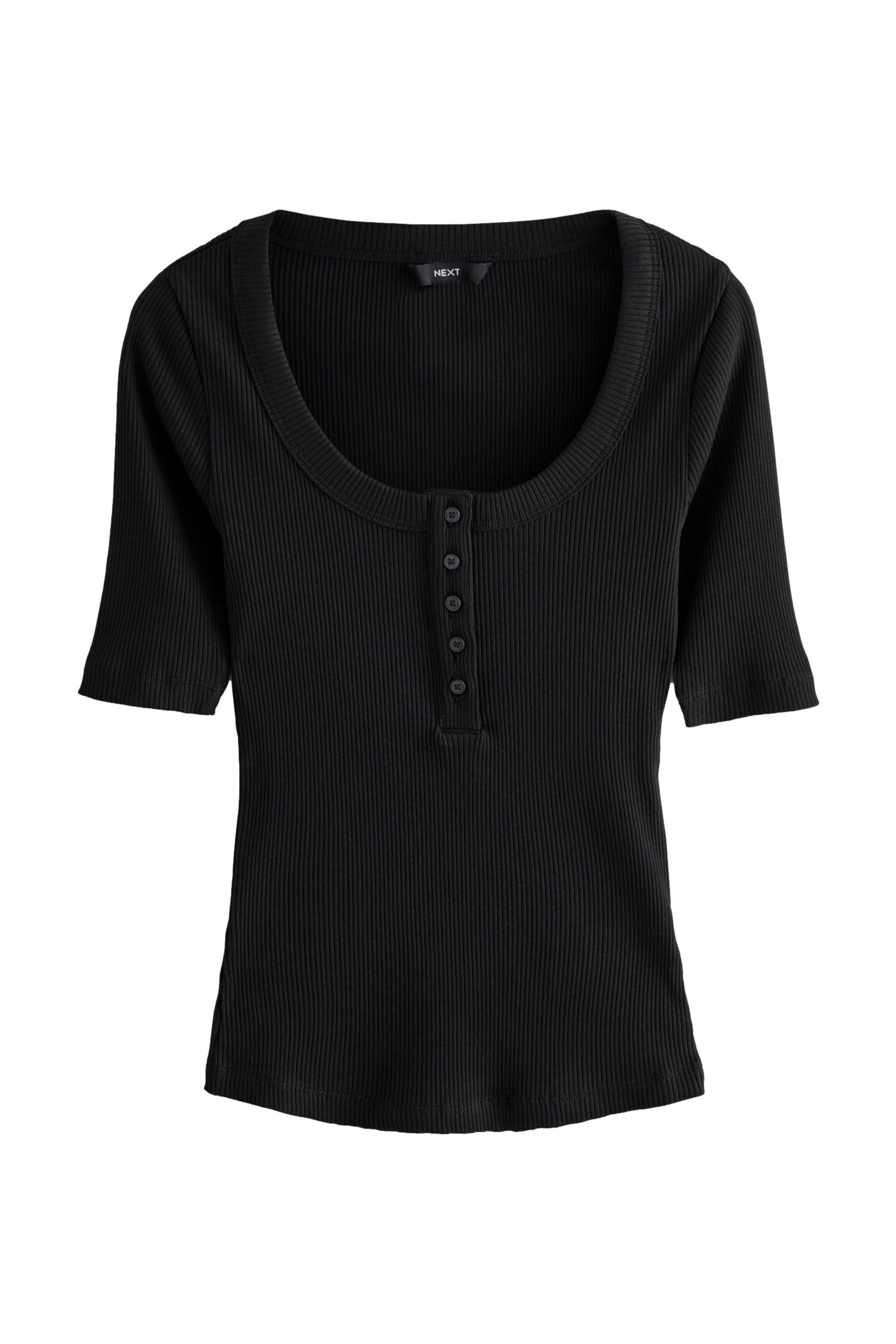 Next Henleyshirt Geripptes Henley-Kurzarmoberteil mit Knöpfen günstig online kaufen
