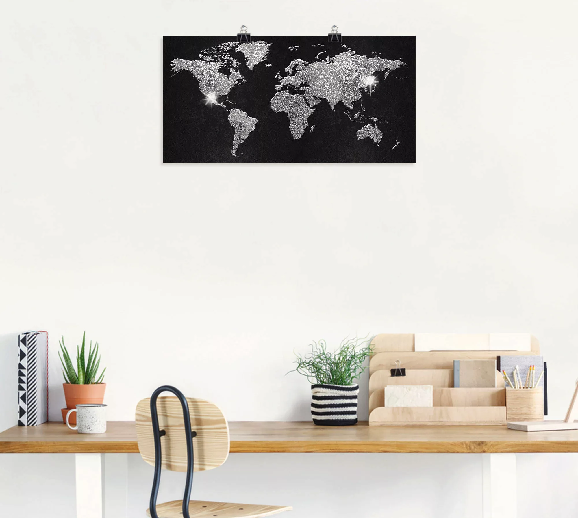 Artland Wandbild »Weltkarte Glitzer«, Land- & Weltkarten, (1 St.), als Alub günstig online kaufen