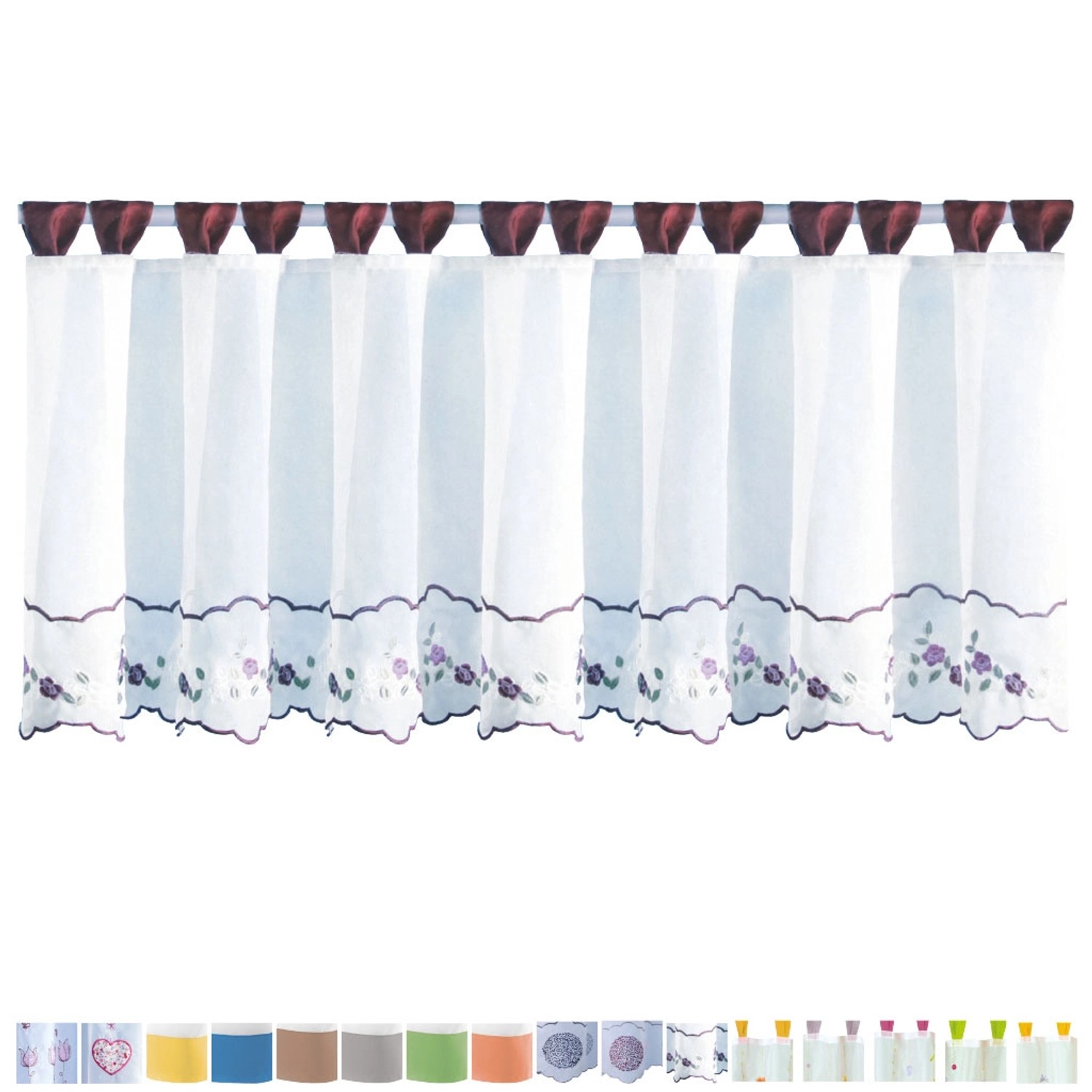 Arsvita Bistrogardine mit Schlaufen 150 cm x 45 cm Weinrot Blumen günstig online kaufen