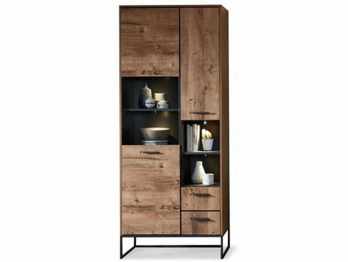 Moebel-Eins Vitrine MILTON Vitrine, Material MDF, eichefarbig MILTON Vitrin günstig online kaufen