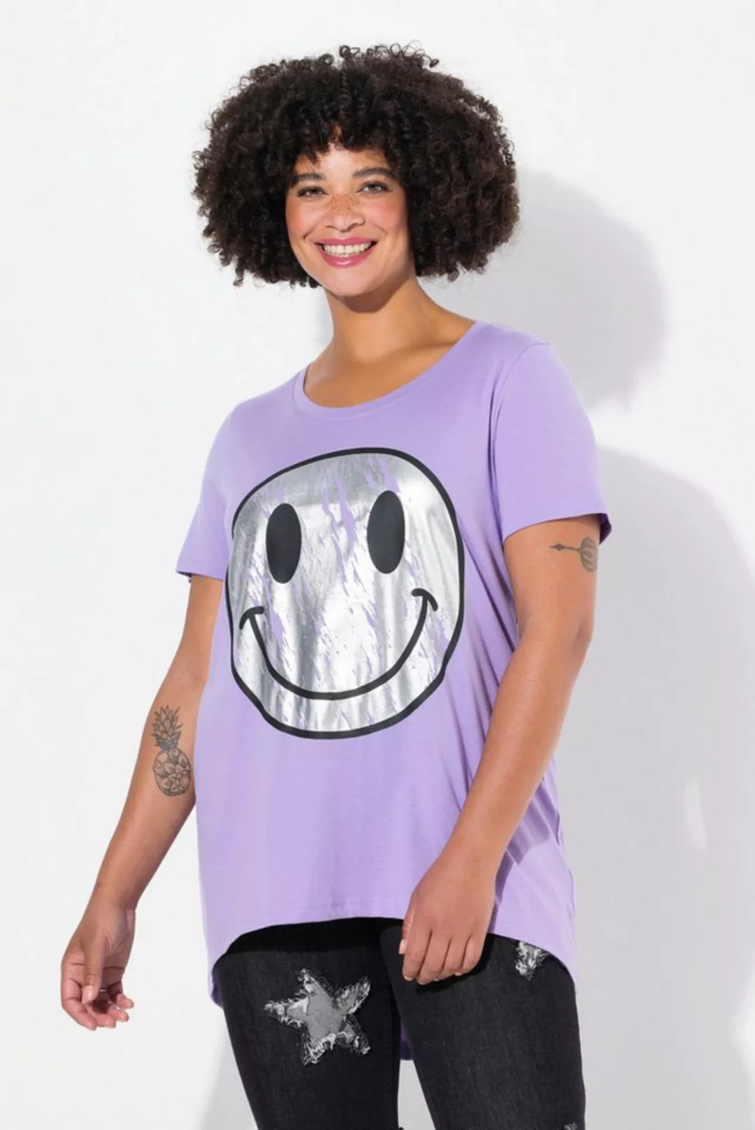 Angel of Style Rundhalsshirt T-Shirt A-Linie Metallic-Smiley günstig online kaufen