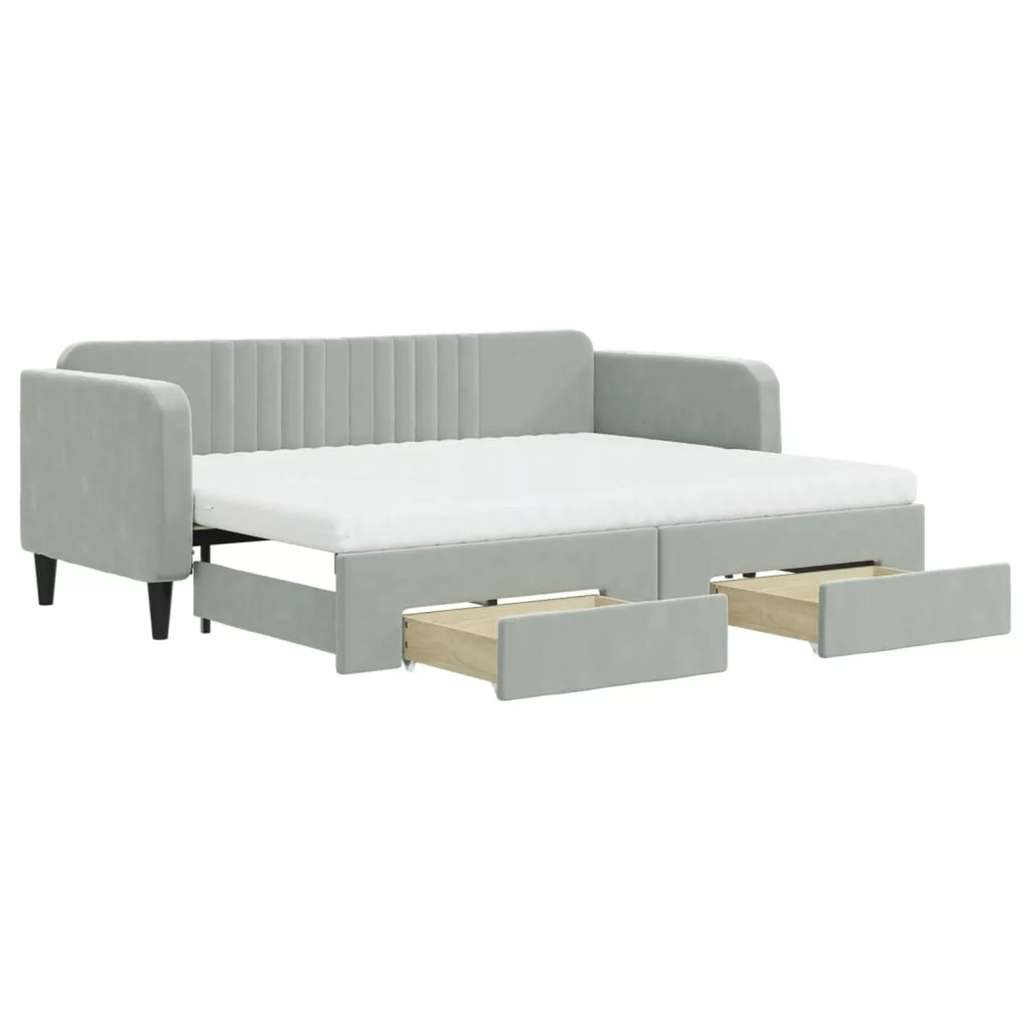 vidaXL Tagesbett Ausziehbar mit Schubladen Hellgrau 80x200 cm Samt1847117 günstig online kaufen
