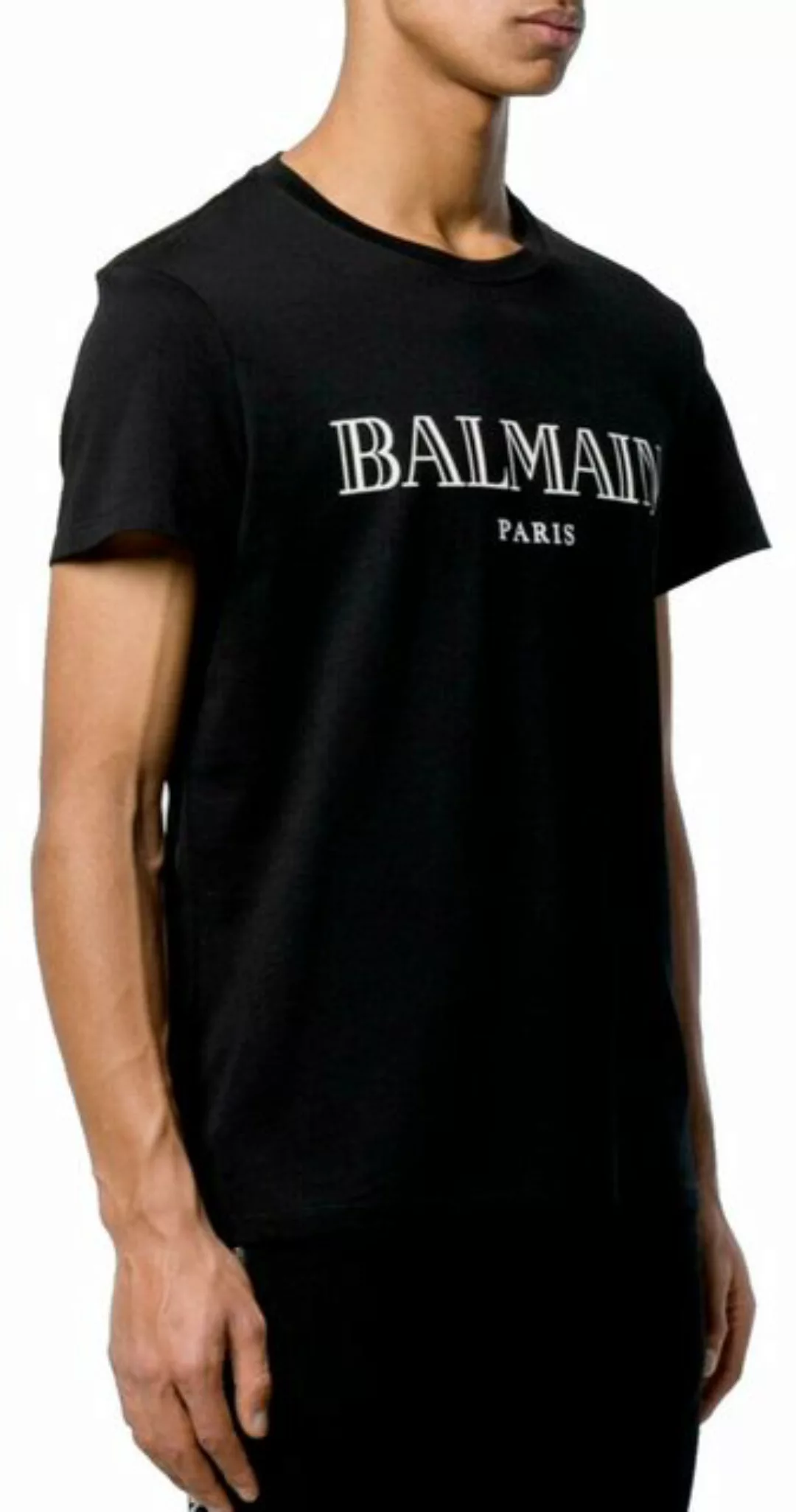 Balmain Paris T-Shirt T-Shirt LogoCotton Designer Shirt Tee Top Straight Fi günstig online kaufen