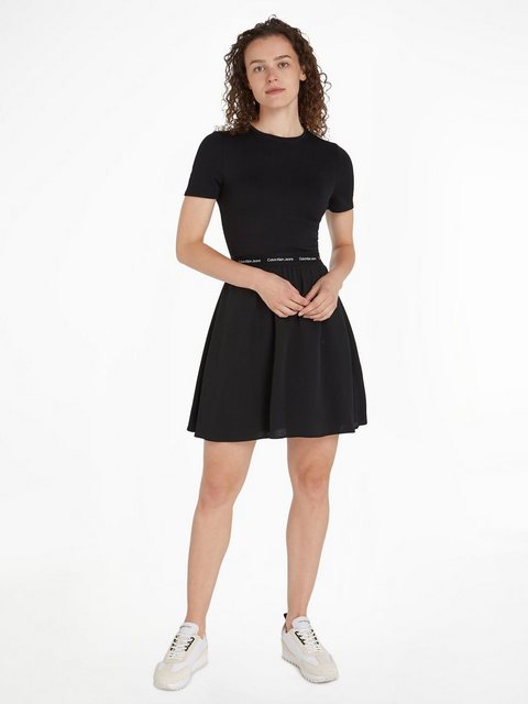 Calvin Klein Jeans Blusenkleid "LOGO ELASTIC SHORT SLEEVE DRESS", mit Logos günstig online kaufen