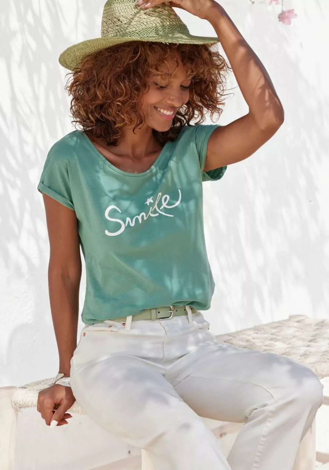 Beachtime T-Shirt mit modischem Frontdruck "Smile günstig online kaufen