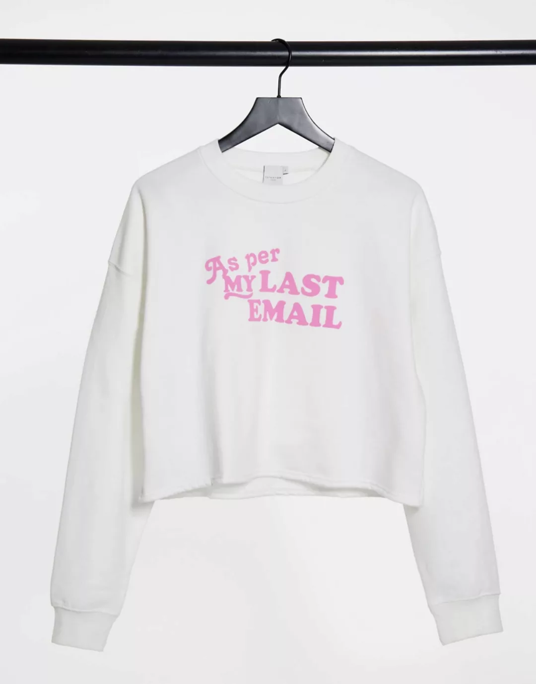 Skinny Dip – Kurz geschnittener Pullover mit Slogan in Weiß günstig online kaufen