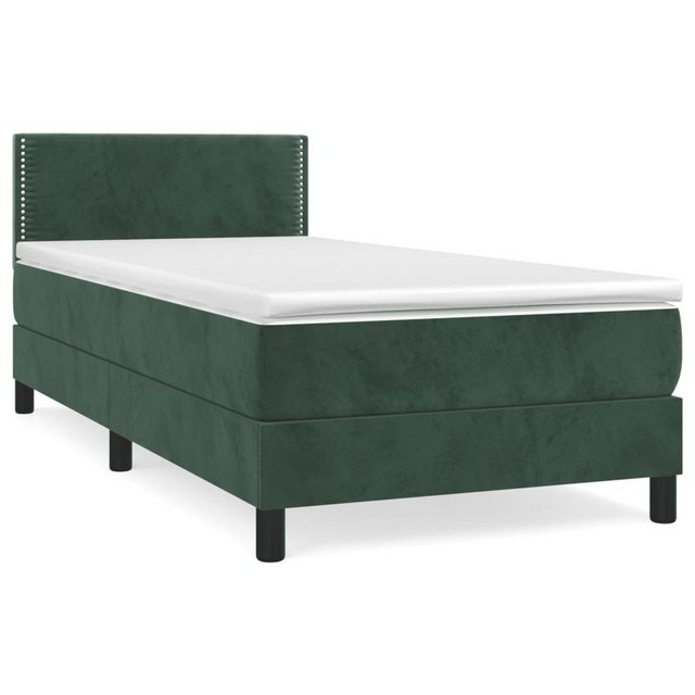 vidaXL Boxspringbett Boxspringbett mit Matratze Dunkelgrün 90x200 cm Samt B günstig online kaufen