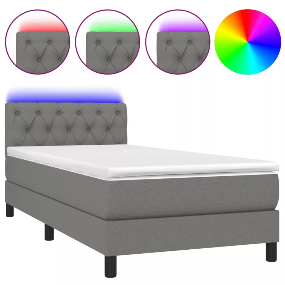 Vidaxl Boxspringbett Mit Matratze & Led Dunkelgrau 80x200 Cm Stoff günstig online kaufen