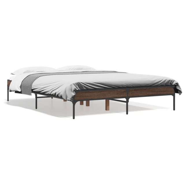 vidaXL Bett Bettgestell Braun Eichen-Optik 120x190 cm Holzwerkstoff Metall günstig online kaufen