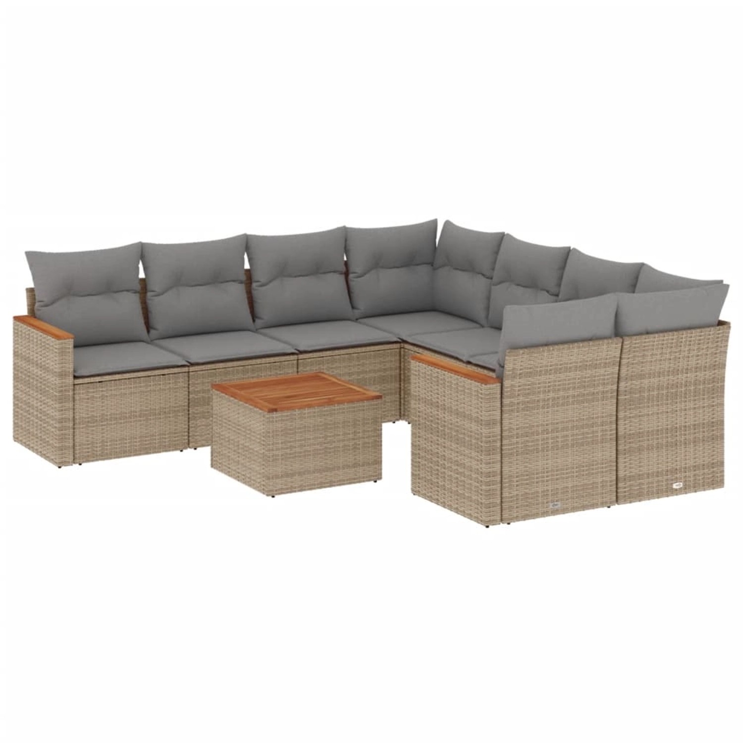 vidaXL 9-Tlg Garten-Sofagarnitur mit Kissen Beige Poly Rattan 3225828 günstig online kaufen