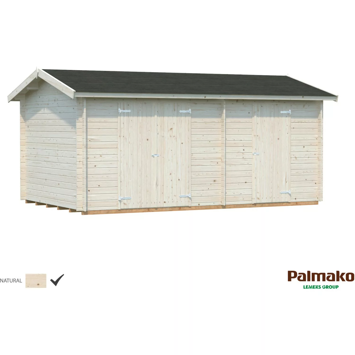 Palmako Jari Holz-Gartenhaus Natur Satteldach Unbehandelt 520 cm x 300 cm günstig online kaufen
