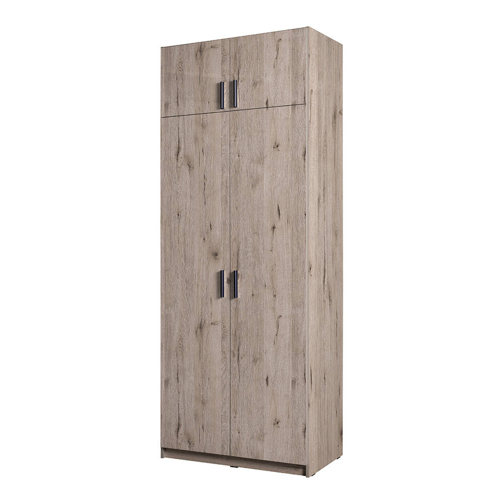 Kleiderschrank 2-türig mit Aufsatzschrank, 92cm breit, Eiche, SELAWIK-166 günstig online kaufen