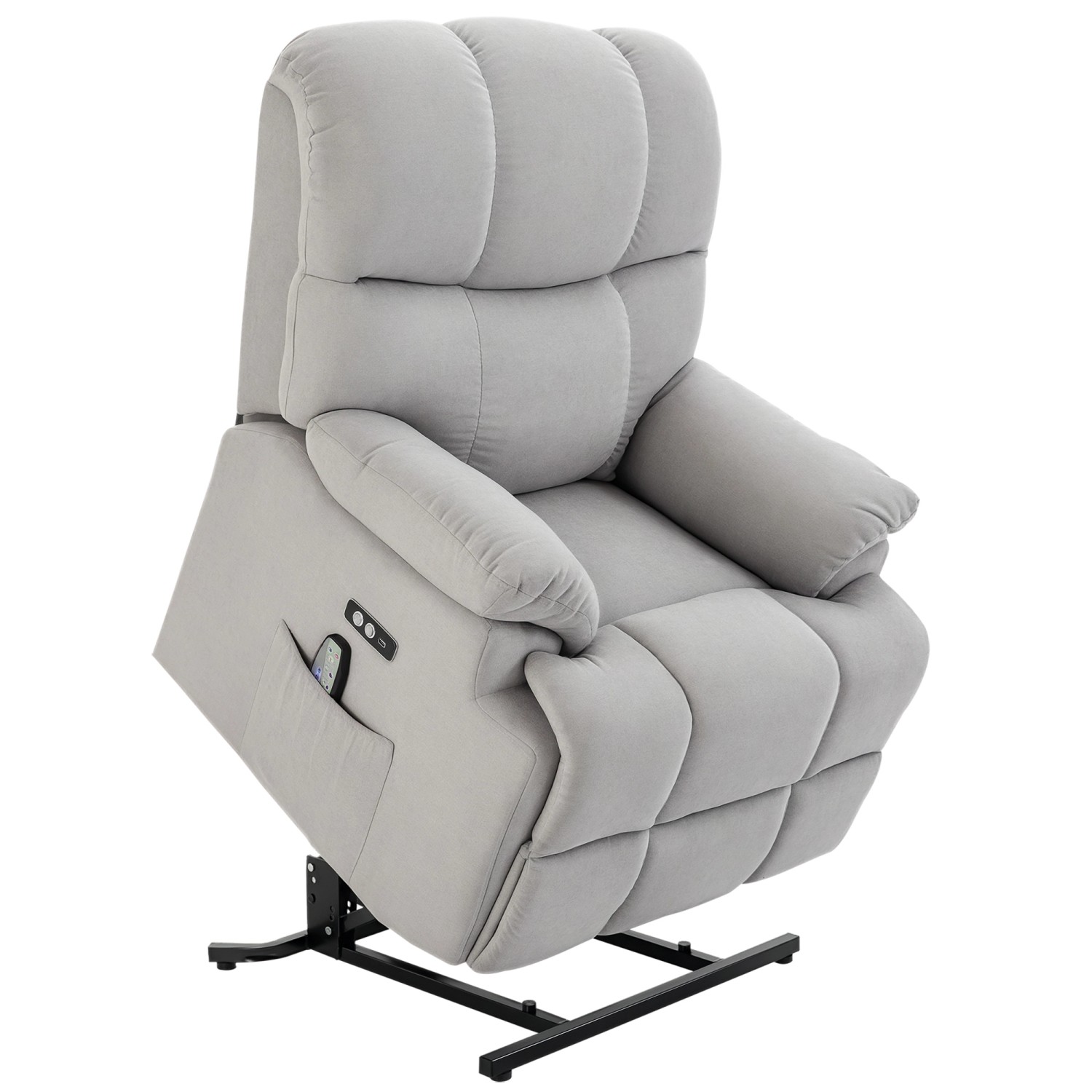 HOMCOM Sessel mit Aufstehhilfe Polyester Mehrschichtenplatte Stahl Grau günstig online kaufen