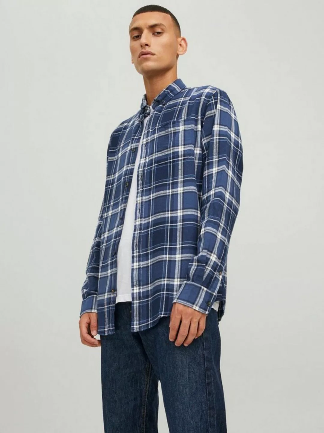 Jack & Jones Langarmhemd Kariertes Flanell Hemd Freizeit Shirt JJECLASSIC 4 günstig online kaufen