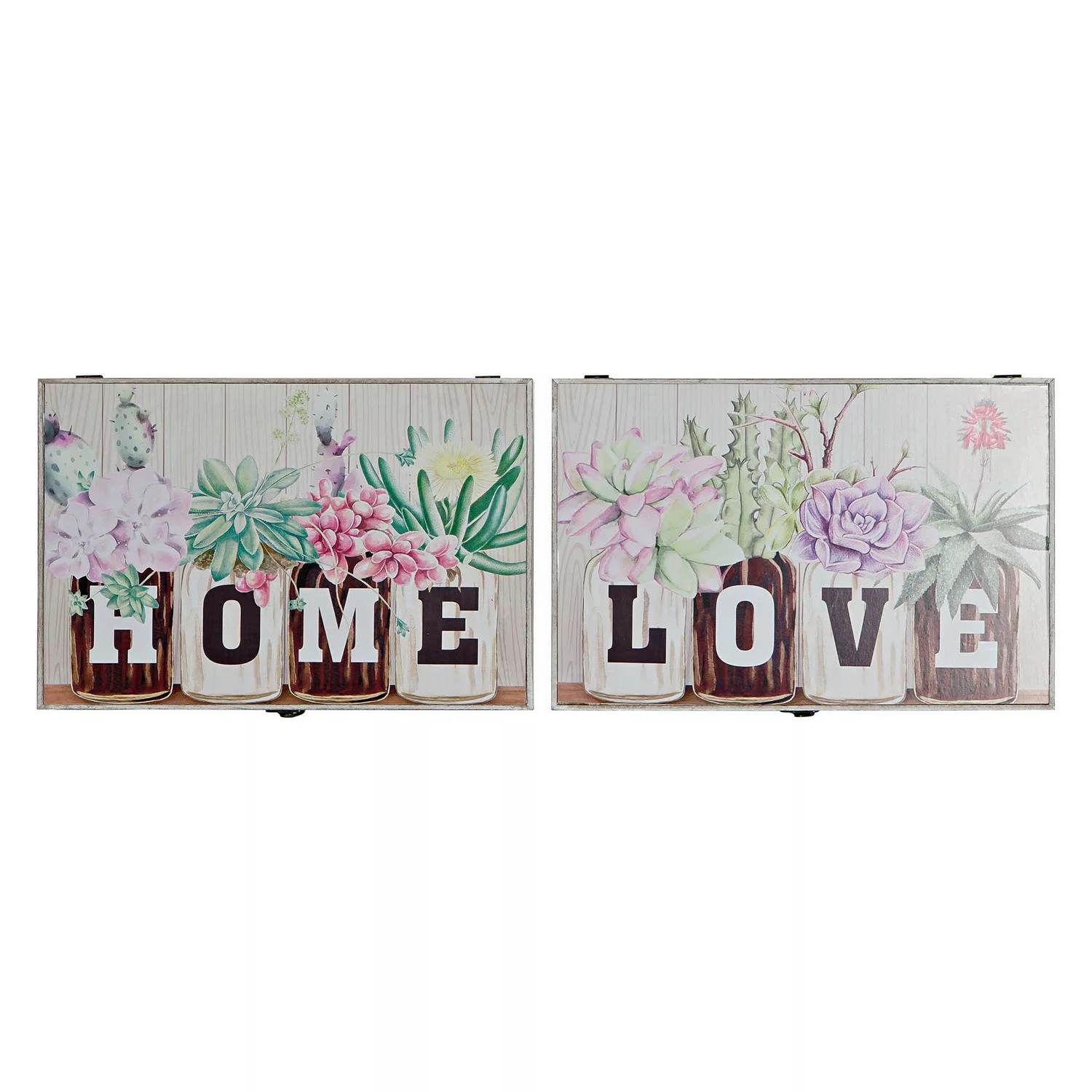 Schlüsselschrank Dkd Home Decor Blomster Holz Mdf (2 Pcs) (46 X 6 X 32 Cm) günstig online kaufen