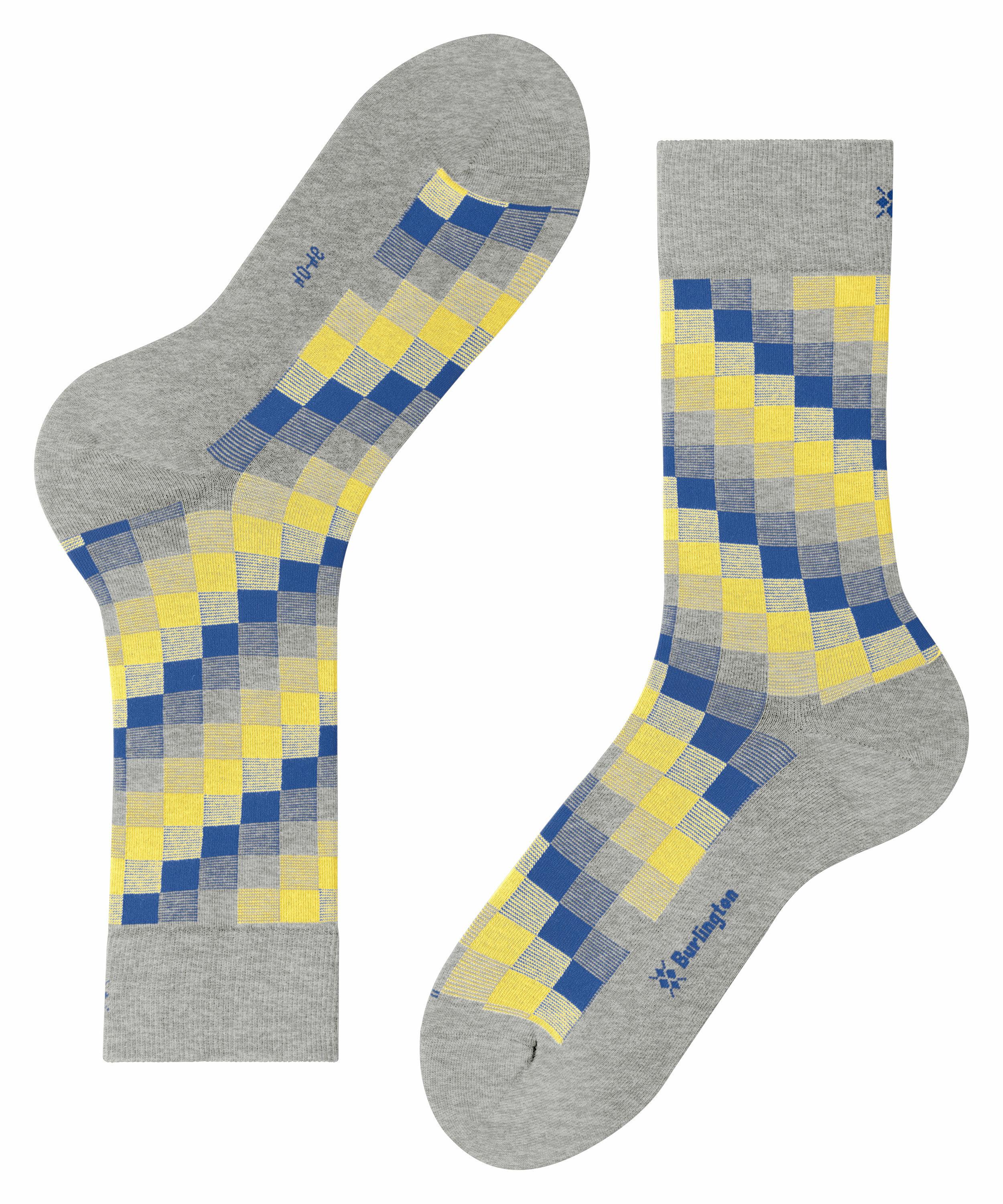 Burlington Graphic Check Herren Socken, 40-46, Grau, Streifen, Baumwolle, 2 günstig online kaufen